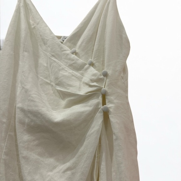 LUSH White Mini Side Button Wrap Dress Medium - Picture 4 of 7